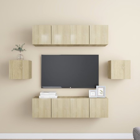 6-teiliges Wohnzimmermöbelset aus Sonoma-Eiche von vidaXL, TV-Möbel - Ref: Foro24-3078997, Preis: 166,94 €, Rabatt: %