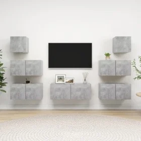 Set muebles de salón TV 7 pzas madera ingeniería gris hormigón de vidaXL, Muebles TV - Ref: Foro24-3079132, Precio: 201,62 €,...