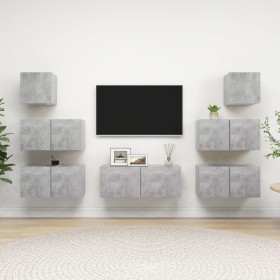 TV-Wohnzimmermöbel-Set, 7-teilig, Betongrau, Holzwerkstoff von vidaXL, TV-Möbel - Ref: Foro24-3079132, Preis: 194,77 €, Rabat...