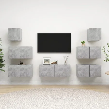 Set muebles de salón TV 7 pzas madera ingeniería gris hormigón de vidaXL, Muebles TV - Ref: Foro24-3079132, Precio: 201,62 €,...