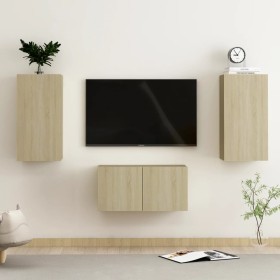 3-teiliges Wohnzimmermöbelset aus Sonoma-Eiche von vidaXL, TV-Möbel - Ref: Foro24-3078972, Preis: 96,15 €, Rabatt: %