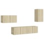 TV-Lounge-Möbelset 4-tlg. Sonoma Eiche Holzwerkstoff von vidaXL, TV-Möbel - Ref: Foro24-3078992, Preis: 121,99 €, Rabatt: %