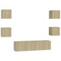 6-teiliges Wohnzimmermöbelset aus Sonoma-Eiche von vidaXL, TV-Möbel - Ref: Foro24-3078975, Preis: 140,58 €, Rabatt: %