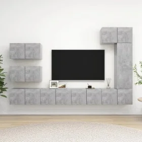 Set muebles de salón TV 8 pzas madera ingeniería gris hormigón de vidaXL, Muebles TV - Ref: Foro24-3079136, Precio: 254,64 €,...