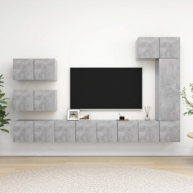 TV-Wohnzimmermöbel-Set, 8-teilig, Betongrau, Holzwerkstoff von vidaXL, TV-Möbel - Ref: Foro24-3079136, Preis: 241,67 €, Rabat...