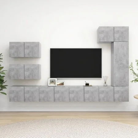 TV-Wohnzimmermöbel-Set, 8-teilig, Betongrau, Holzwerkstoff von vidaXL, TV-Möbel - Ref: Foro24-3079136, Preis: 250,93 €, Rabat...