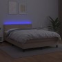Cama box spring colchón LED cuero sintético capuchino 140x190cm