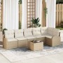 Conjunto de sofá de jardín con cojín 7 pcs Beige Poliratán