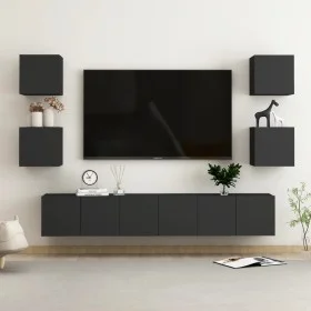 7-piece living room TV furniture set made of black engineered wood by vidaXL, TV Furniture - Ref: Foro24-3078766, Price: 191,...