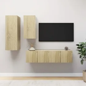 4-teiliges Wohnzimmermöbel-Set aus Sonoma-Eiche von vidaXL, TV-Möbel - Ref: Foro24-3079046, Preis: 141,13 €, Rabatt: %