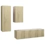 4-teiliges Wohnzimmermöbel-Set aus Sonoma-Eiche von vidaXL, TV-Möbel - Ref: Foro24-3079046, Preis: 141,13 €, Rabatt: %