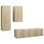 4-teiliges Wohnzimmermöbel-Set aus Sonoma-Eiche von vidaXL, TV-Möbel - Ref: Foro24-3079046, Preis: 140,58 €, Rabatt: %
