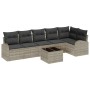 Conjunto de sofá de jardín con cojín 7 pcs Gris claro Poliratán