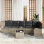 Conjunto de sofá de jardín con cojín 7 pcs Gris claro Poliratán