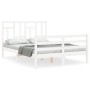 White solid wood bed frame with headboard 120x200 cm by vidaXL, Beds and slatted bases - Ref: Foro24-3194957, Price: 124,78 €...