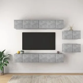 TV living room furniture set 8 pieces concrete gray engineered wood by vidaXL, TV Furniture - Ref: Foro24-3079147, Price: 235...