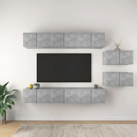 Set muebles de salón TV 8 pzas madera ingeniería gris hormigón de vidaXL, Muebles TV - Ref: Foro24-3079147, Precio: 228,82 €,...