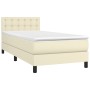 Cama box spring colchón y LED cuero sintético crema 100x200 cm
