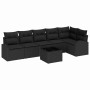Conjunto de sofá de jardín con cojín 7 pcs Negro Poliratán