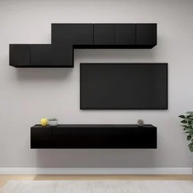 7-piece engineered wood living room TV furniture set in black. by vidaXL, TV Furniture - Ref: Foro24-3078834, Price: 219,84 €...