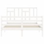 Weißer Massivholzbettrahmen mit Kopfteil 120x200 cm von vidaXL, Betten und Lattenroste - Ref: Foro24-3194957, Preis: 124,78 €...