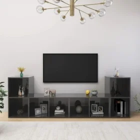 Wandmontierte Wohnzimmermöbel, 4-teilig, glänzend graues Holzwerkstoff von vidaXL, TV-Möbel - Ref: Foro24-3079978, Preis: 123...
