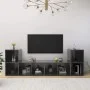 Wandmontierte Wohnzimmermöbel, 4-teilig, glänzend graues Holzwerkstoff von vidaXL, TV-Möbel - Ref: Foro24-3079978, Preis: 123...