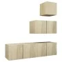 Living room TV furniture set 4 pieces engineered wood Sonoma oak by vidaXL, TV Furniture - Ref: Foro24-3079049, Price: 118,74...