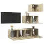 Living room TV furniture set 4 pieces engineered wood Sonoma oak by vidaXL, TV Furniture - Ref: Foro24-3079049, Price: 118,74...