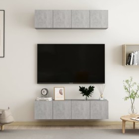Living room TV furniture set 4 pieces engineered wood Sonoma oak by vidaXL, TV Furniture - Ref: Foro24-3079059, Price: 118,28...