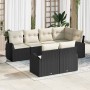 Conjunto de sofá de jardín con cojín 7 pcs Negro Poliratán
