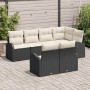 Conjunto de sofá de jardín con cojín 7 pcs Negro Poliratán