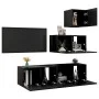 4-teiliges TV-Wohnzimmermöbelset aus schwarzem Holzwerkstoff von vidaXL, TV-Möbel - Ref: Foro24-3078839, Preis: 128,43 €, Rab...