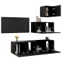 4-teiliges TV-Wohnzimmermöbelset aus schwarzem Holzwerkstoff von vidaXL, TV-Möbel - Ref: Foro24-3078839, Preis: 129,81 €, Rab...