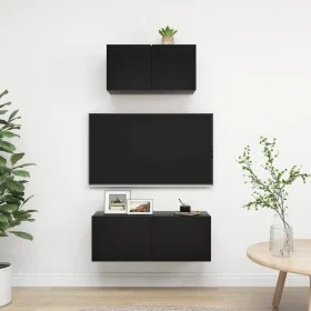 2-teiliges TV-Wohnzimmermöbelset aus schwarzem Holzwerkstoff von vidaXL, TV-Möbel - Ref: Foro24-3078805, Preis: 77,88 €, Raba...