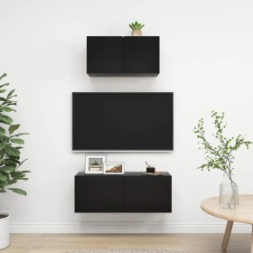 2-teiliges TV-Wohnzimmermöbelset aus schwarzem Holzwerkstoff von vidaXL, TV-Möbel - Ref: Foro24-3078805, Preis: 76,48 €, Raba...