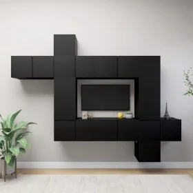 Set de muebles de salón TV 10 piezas madera ingeniería negro de vidaXL, Muebles TV - Ref: Foro24-3078842, Precio: 305,50 €, D...