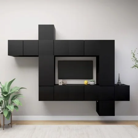 10-teiliges TV-Wohnzimmermöbelset aus schwarzem Holzwerkstoff von vidaXL, TV-Möbel - Ref: Foro24-3078842, Preis: 305,50 €, Ra...
