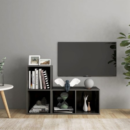 Wohnzimmermöbel 2 Stück glänzend graues Holzwerkstoff von vidaXL, TV-Möbel - Ref: Foro24-3079951, Preis: 67,91 €, Rabatt: %