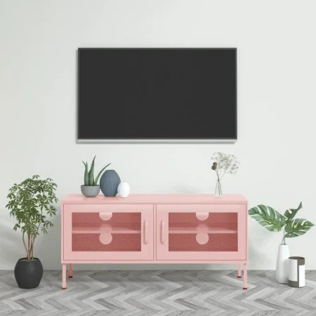 Mueble para TV de acero rosa 105x35x50 cm de vidaXL, Muebles TV - Ref: Foro24-336238, Precio: 130,41 €, Descuento: %