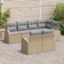 Conjunto de sofá de jardín con cojín 7 pcs Beige Poliratán