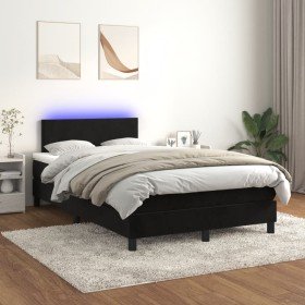 Cama box spring colchón y LED terciopelo negro 120x200 cm Cama box spring colchón y LED terciopelo negro 120x200 cm