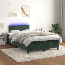 Cama box spring colchón y LED terciopelo verde oscuro 120x200cm Cama box spring colchón y LED terciopelo verde oscuro 120x200cm