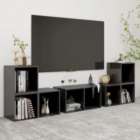 Living room furniture 6 pieces glossy gray engineered wood by vidaXL, TV Furniture - Ref: Foro24-3080059, Price: 122,14 €, Di...