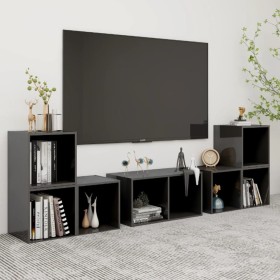 Muebles de salón 6 piezas madera de ingeniería gris brillo de vidaXL, Muebles TV - Ref: Foro24-3080059, Precio: 123,81 €, Des...