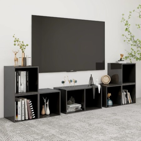 Wohnzimmermöbel 6-teilig, glänzend graues Holzwerkstoff von vidaXL, TV-Möbel - Ref: Foro24-3080059, Preis: 123,81 €, Rabatt: %