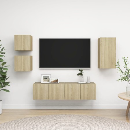 5-teiliges Wohnzimmermöbelset aus Sonoma-Eiche von vidaXL, TV-Möbel - Ref: Foro24-3079010, Preis: 134,29 €, Rabatt: %