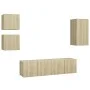 5-teiliges Wohnzimmermöbelset aus Sonoma-Eiche von vidaXL, TV-Möbel - Ref: Foro24-3079010, Preis: 135,39 €, Rabatt: %