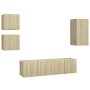 5-teiliges Wohnzimmermöbelset aus Sonoma-Eiche von vidaXL, TV-Möbel - Ref: Foro24-3079010, Preis: 134,29 €, Rabatt: %