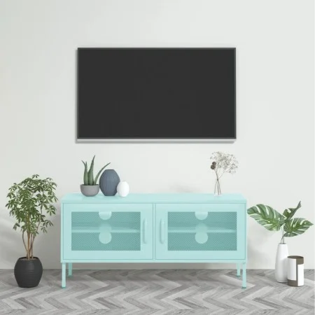 Mueble para TV de acero verde menta 105x35x50 cm de vidaXL, Muebles TV - Ref: Foro24-336239, Precio: 134,43 €, Descuento: %